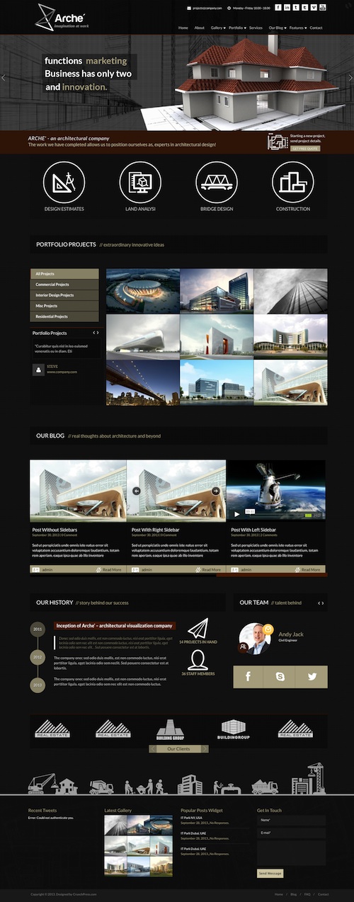 Arche - premiová wordpress šablona pro architekty a stavební firmy
